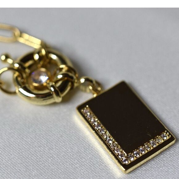 Mint & Lilly Gold Tone 20" Paperclip Chain Rhinestone Initial "L" Y2K Necklace - Picture 3 of 4